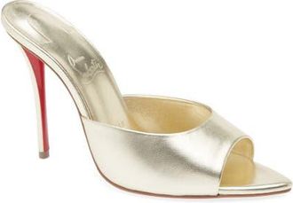 Christian Louboutin Miss Z Pointed Toe Metallic Sandal in G306 Platine/Lin Platine at Nordstrom, Size 10.5Us