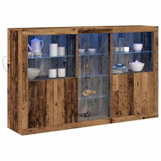 Berkfield Home Sideboard with LED Lights Old Wood 162x37x100 cm Engineered Wood in Brown | Size: 162 x 37 x 100 cm