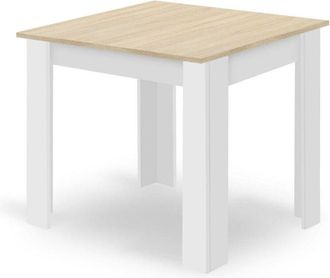 Private Label Tavolo quadrato Valora NP in rovere Sonoma con gambe bianche dal design