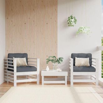vidaXL Sedie da Giardino con Cuscini 2pz Legno Massello di Pino Bianco - Vidaxl