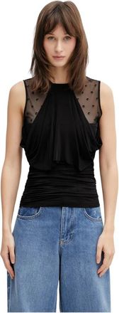 Marine Serre Geknoopte Blouse - Dames - Tops zonder mouwen - Zwart - S - Tops