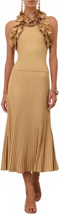 Zimmermann Luna Midi Skirt In Metallic Gold