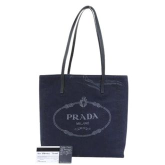 Prada Pre-owned Tote Bags, female, Blue, Size: ONE SIZE Pre-owned Vintage Denim Tote Bag