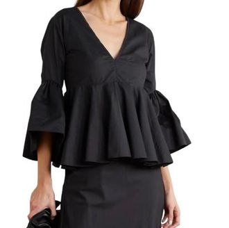 Kalita Black Cotton Peplum Top Size XS