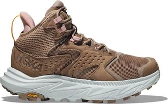 Hoka One One Womens Anacapa Mid Gtx Hiking Shoes - Medium In Dune/ice Flow
