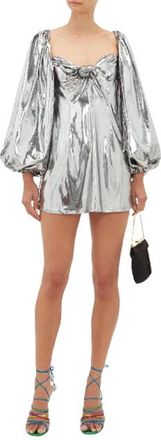 The Attico Puff-sleeve Lam&eacute; Mini Dress Size XS