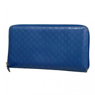 Gucci Blue Leather Long Wallet (Bi-Fold) (Pre-Owned)