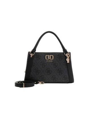 Guess Logo-Embossed Polyurethane Shoulder Bag - Black
