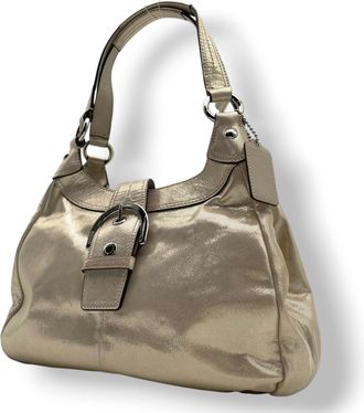 Coach Gold Ivory Pvc Leather Tote Bag (Pre-Owned)