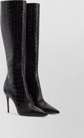 PARIS TEXAS leather crocodile-effect knee-high boots