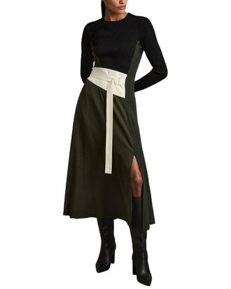 Reiss Emilina Knit Woven Midi Dress
