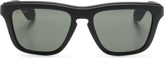 Gucci logo-engraved square-frame sunglasses - unisex - Acetate - 55 - Black