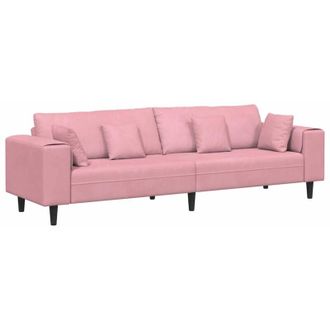 vidaXL Vidaxl - Sof&aacute; De Terciopelo Con Coj&iacute;n Rosa 209 Cm Terciopelo