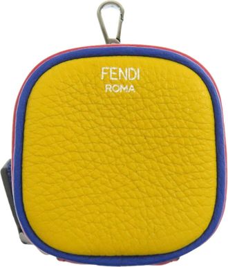 Fendi Blue Red Color Yellow Leather Pouch (Pre-Owned)