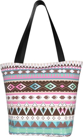 AOOEDM Vintage Tribal Pattern Reusable Grocery Bag Shopping Bag Casual Shoulder Bag Handbag for Men Women ECO Market Bag Beach Bag Travel Totes