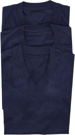 Prada Dark Blue V-Neck Cotton T-Shirt 3-Pack