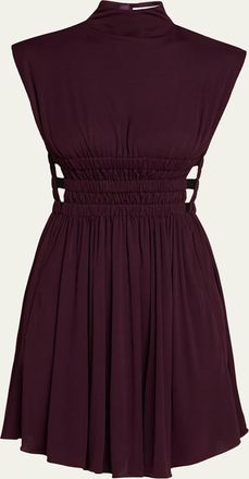 Alaia Mock-Neck Waist-Cutout Jersey Backless Mini Dress