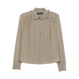 Gucci Zijden Twill Blouse - Dames - Overhemden - Beige - XS - Overhemden