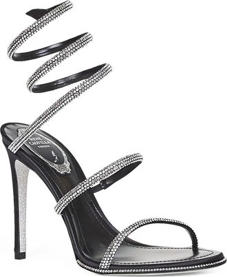 Rene Caovilla Womens Black Cleo 105 Jeweled Sandals Viscose