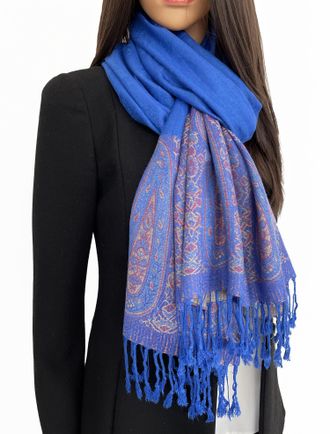 The Accessory Co. Women Paisley Scarf Pashmina Shawl - Jacquard Ladies Scarves, Lightweight Cotton Reversible Colourful Floral Flower Winter Scarfs, Large Long Ombre We