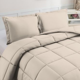 Elegant Comfort 3-Piece Box Stitch Comforter Set with Shams, Duvet Insert