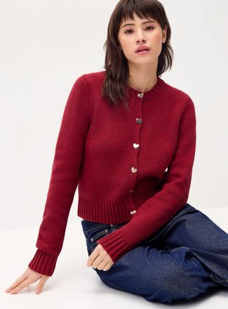 Twik Womens Heart buttons Cardigan Sweater