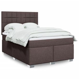 vidaXL Vidaxl - Cama Box Spring Con Colch&oacute;n Tela Marr&oacute;n Oscuro 140x190 Cm