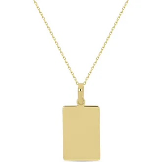 Bony Levy 14K Gold Rectangle Dog Tag Pendant Necklace in 14K Yellow Gold at Nordstrom, Size 18