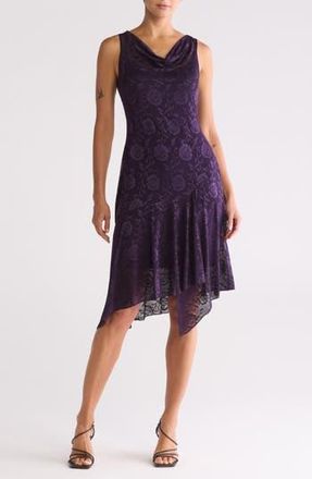 Connected Floral Sleeveless A-line Midi Dress in Aubergine at Nordstrom Rack, Size 12
