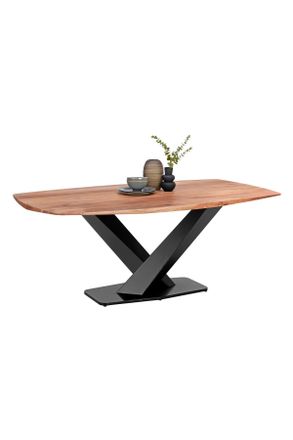 Landscape Esstisch, Akaziefarben, Holz, Akazie, vollmassiv, Holz, rechteckig, X-Form, 100x77.5x190 cm, gastro- und objekttauglich, Esszimmer, Esstische, Esstisc