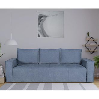 Dmora Sof&aacute; Cama 3 Plazas Naturno, Con Almacenaje, Apertura Click-clack, Lavable, 231x99 Cm Azul