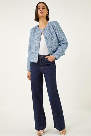 Roman Collarless Boucle Jacket