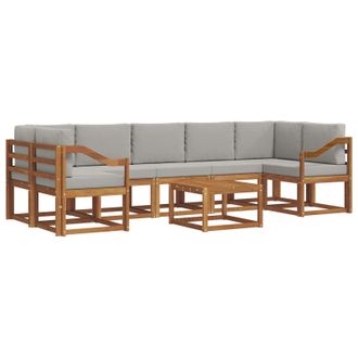 vidaXL Conjunto De Sof&aacute;s De Exterior 8 Pcs Gris Natural Y Claro Vidaxl