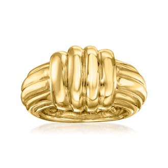 Ross-Simons Italian 14kt Yellow Gold Ribbed Ring