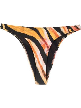 Roberto Cavalli tiger-print bikini bottoms - women - Lyocell - 4 - Orange