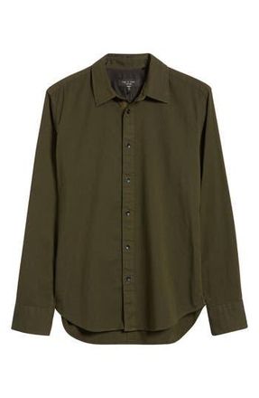 Rag & Bone Tomlin Cotton Dobby Button-Up Shirt in Forgreen at Nordstrom Rack, Size Small