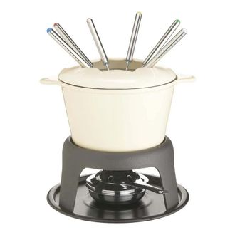 Kitchen Craft Aster Set De Fondue Crema En Hierro Fundido Esmaltado 6 Tenedores