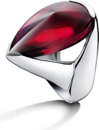 Baccarat Ring Medium Silver Red Crystal Iridescent