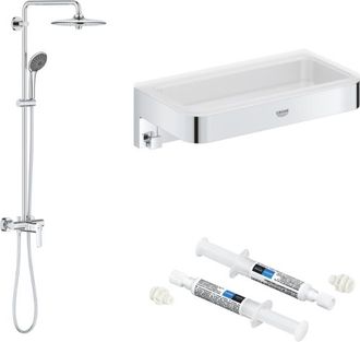 GROHE Columna De Ducha Mec&aacute;nica Grohe Vitalio Joy 260 + Pastilla Rectangular Grohe Start Cube + Pegamento Quickglue