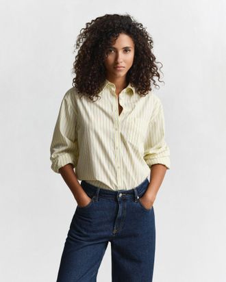 GANT Women Relaxed Fit Striped Poplin Shirt (40) VANILLA YELLOW