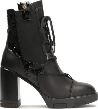 Kazar Leren laarzen met aantrekkelijke vetersluiting. Dit product valt groot uit. - Dames - Laarzen met Hak - Zwart - 37 EU - Leer - Schoenen