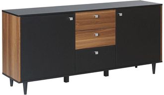Beliani Beliani - Aparador negro con tablero de partículas de madera oscura 3 cajones 2 puertas Kuro