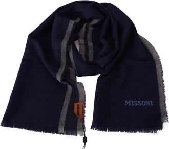 Missoni Gestreepten Wollen Omslagdoek - unisex - Wintersjaals - Blauw - ONE Size - Wol - Accessoires