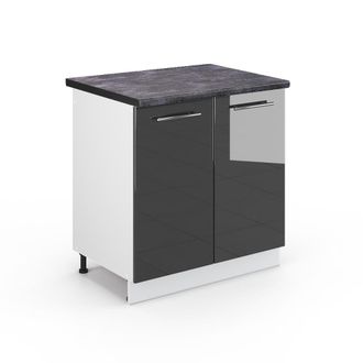 Vicco Armario Bajo Para Fregadero Fame-line, Antracita Alto Brillo, 80 Cm, Et Antracita