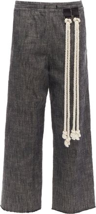 Song for the Mute 2018 Wander cream rope detail grey wide leg pants FR34 XS