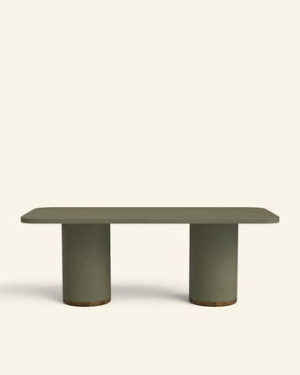 Hannun Mesa de comedor de microcemento en color verde oliva 220 cm