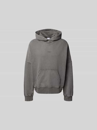 Won Hundred Oversized Hoodie mit Logo-Stitching in Mittelgrau, Gr&ouml;&szlig;e XL