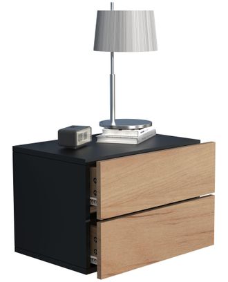 ebuy24 Gabinete De Noche Vcm Caj&oacute;n De Pared Tablero De Pared Mesa De Noche Dimensiones Aprox. Al. 30 X An. 45 X P. 32 Cm - Usal L 45 Cm (negro / Roble De Mie