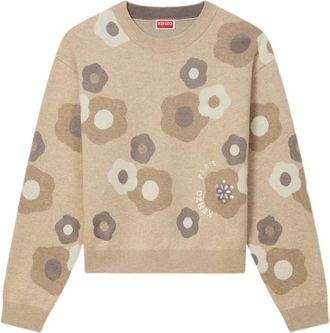 Kenzo Hana Dots Geborduurde Jumper - Dames - Ronde hals truien - Beige - S - Katoen - Truien & Vesten