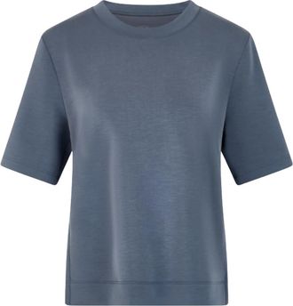 Marc Cain T-shirt met pliss&eacute;details - Dames - T-shirts - Blauw - L - Polyester - Tops